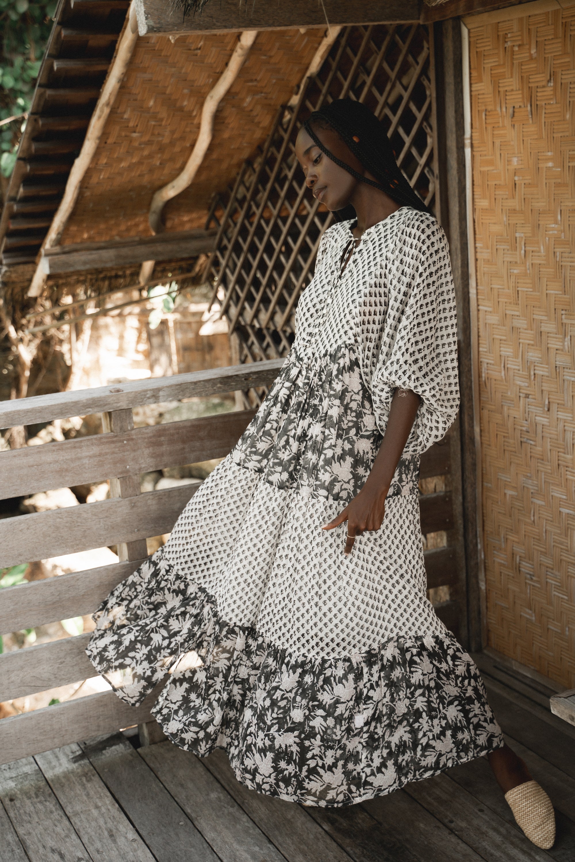 ワンピース DAUGHTERS OF INDIA Nora Maxi Dress Nora Maxi Dress ~ Noir | An Ode To Art Of Handmade Block Print – DOI