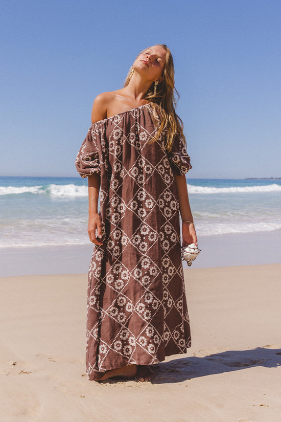 Dahlia Maxi Dress ~ Maple | Ethically Crafted Linen Maxi Dress – DOI