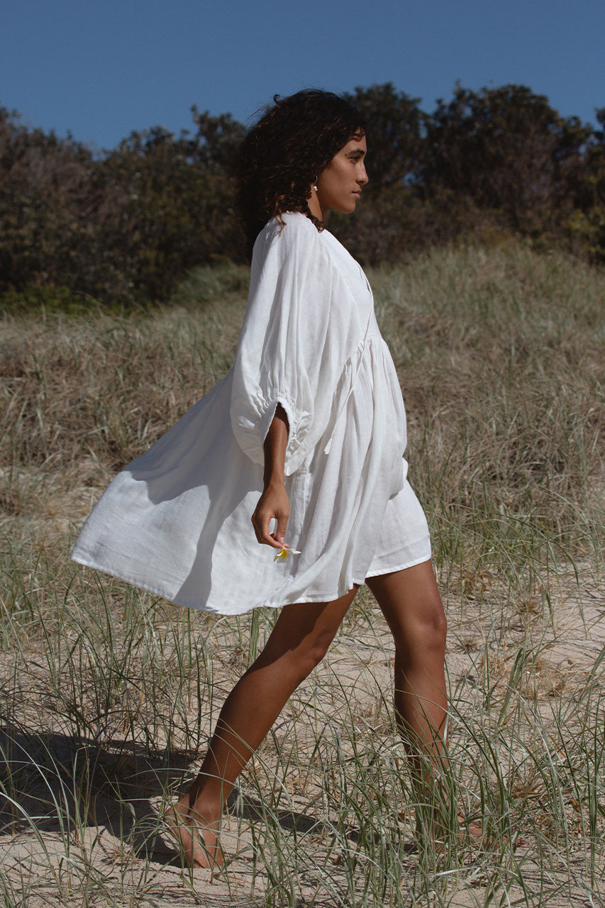 Kyra Mini Dress ~ White Gauze