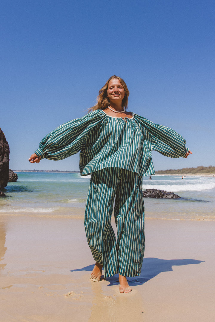 Ria Blouse ~ Cyan Candy