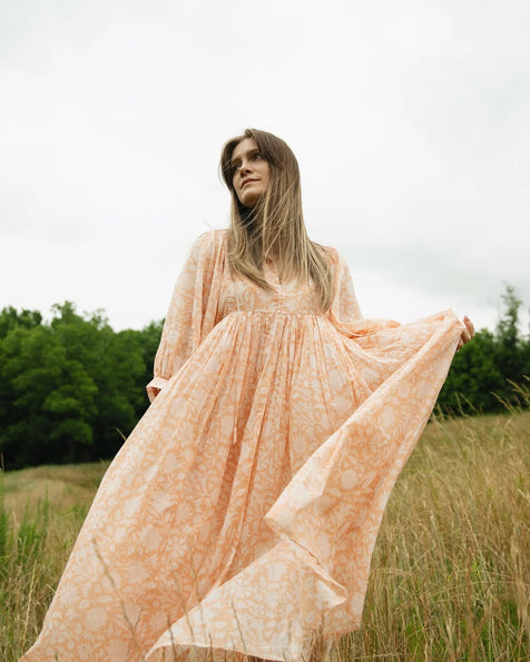 Kyra Maxi Dress ~ Apricot Blush