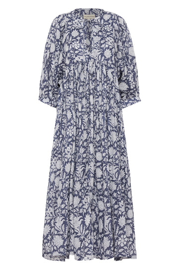 Kyra Midi Dress ~ Blue Iris – Daughters of India